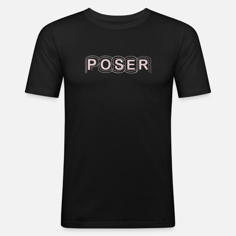 Minimalist POSER Text Design - Men's Slim Fit T-Shirt - black