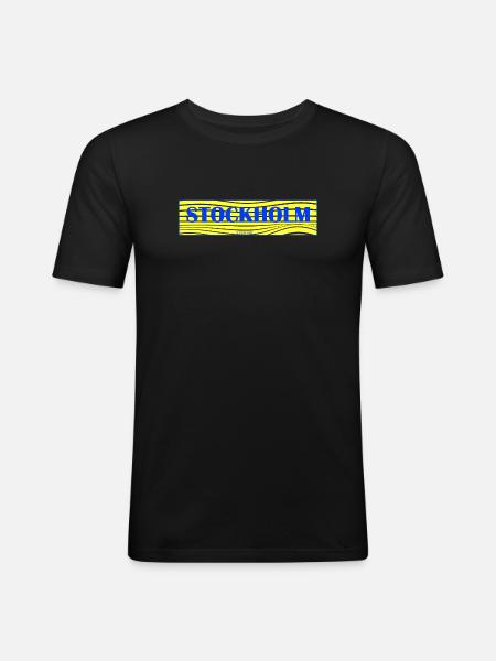 Stockholm Waves Lettering - Men's Slim Fit T-Shirt - black