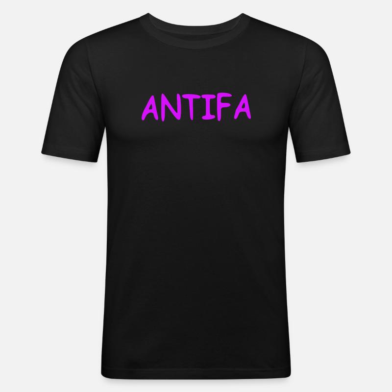 Antifa - lilac - Männer Slim Fit T-Shirt - Schwarz