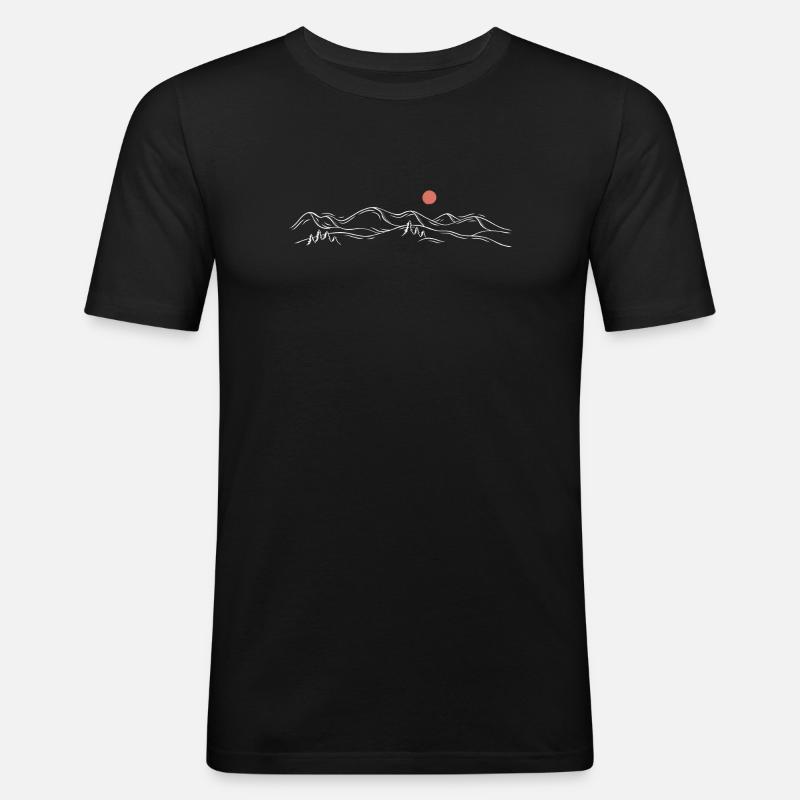 Minimaler Sunset Ridge - Männer Slim Fit T-Shirt - Schwarz