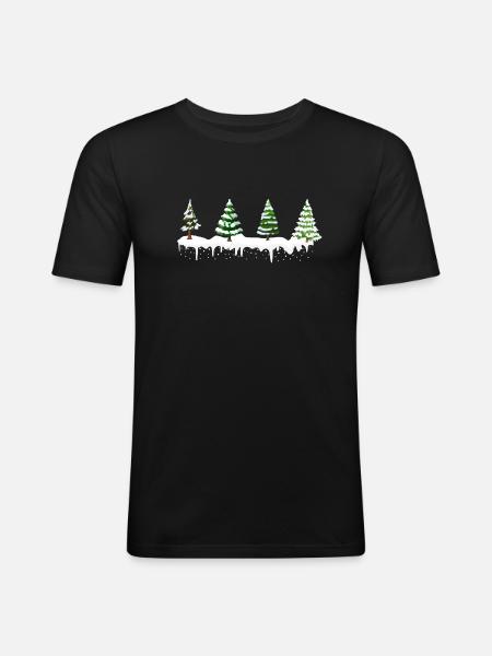 Snowy Christmas Trees - Men's Slim Fit T-Shirt - black
