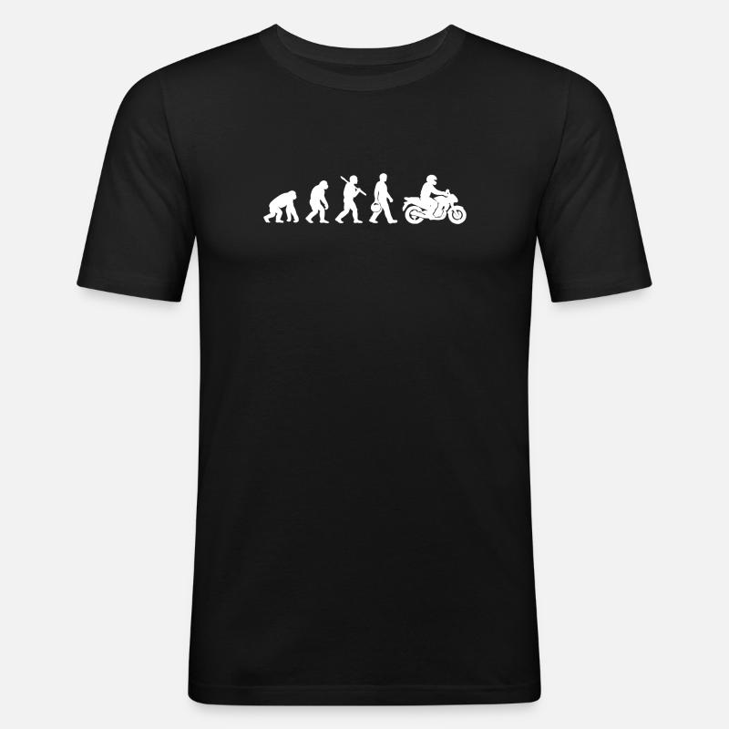 Evolution zum Motorrad - Männer Slim Fit T-Shirt - Schwarz