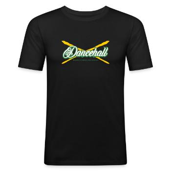 Dancehall - words power and sound - Men's Slim Fit T-Shirt - black - Front - Nik (191cm)