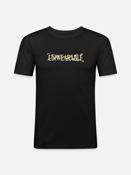 Unwearable – Statement Design with Warning Tape - Men's Slim Fit T-Shirt - black