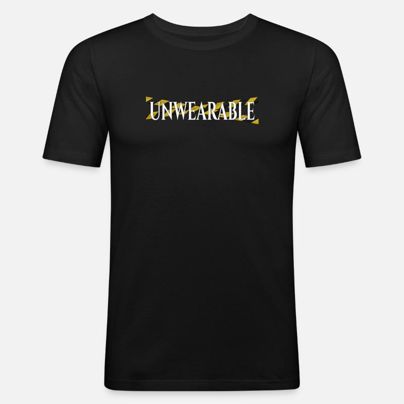 Untragbar – Statement-Design mit Warnband - Männer Slim Fit T-Shirt - Schwarz