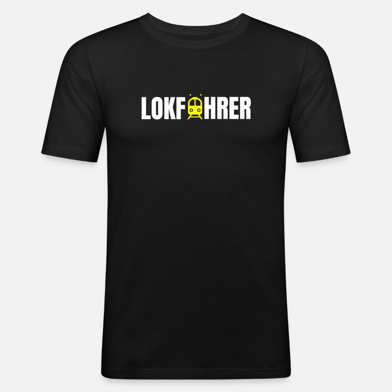 Lokführer Design - Männer Slim Fit T-Shirt - Schwarz