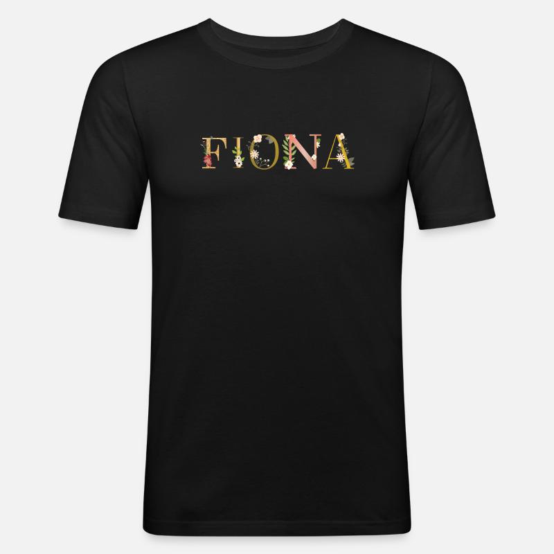 FIONA Name mit Blumen geschmückt - Männer Slim Fit T-Shirt - Schwarz