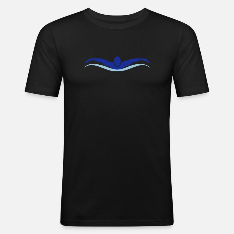 schwimmen - Männer Slim Fit T-Shirt - Schwarz