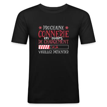 Connerie En Cours Noël Cadeau Humour Ado Enfant - T-shirt près du corps Homme - noir - Devant - Nik (191cm)