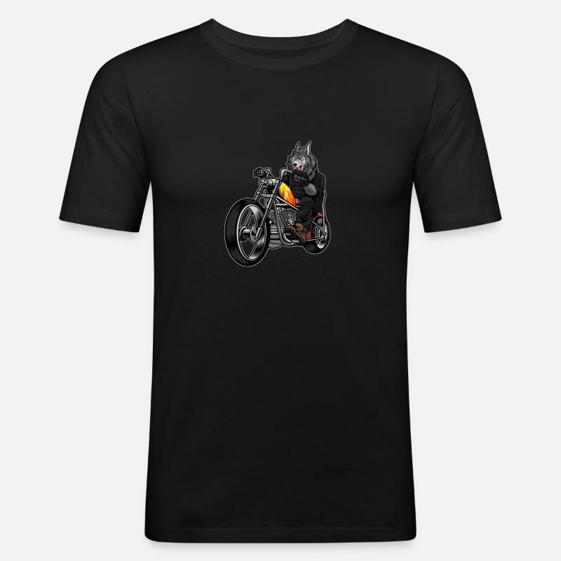 Wolf - Männer Slim Fit T-Shirt - Schwarz