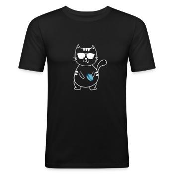 Rugby - Männer Slim Fit T-Shirt - Schwarz - Vorne - Nik (191cm)