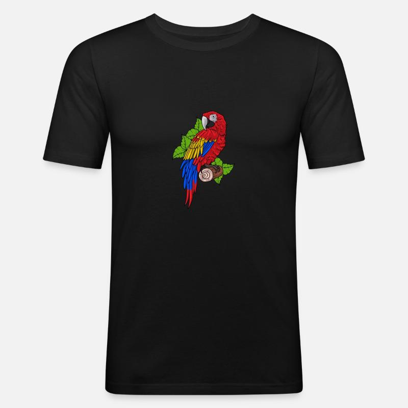 Papagei - Männer Slim Fit T-Shirt - Schwarz
