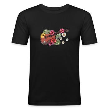 Ukulele - Männer Slim Fit T-Shirt - Schwarz - Vorne - Nik (191cm)