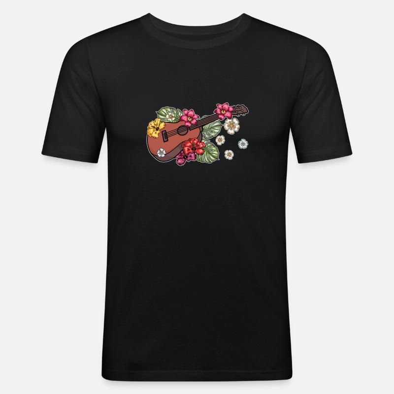 Ukulele - Männer Slim Fit T-Shirt - Schwarz
