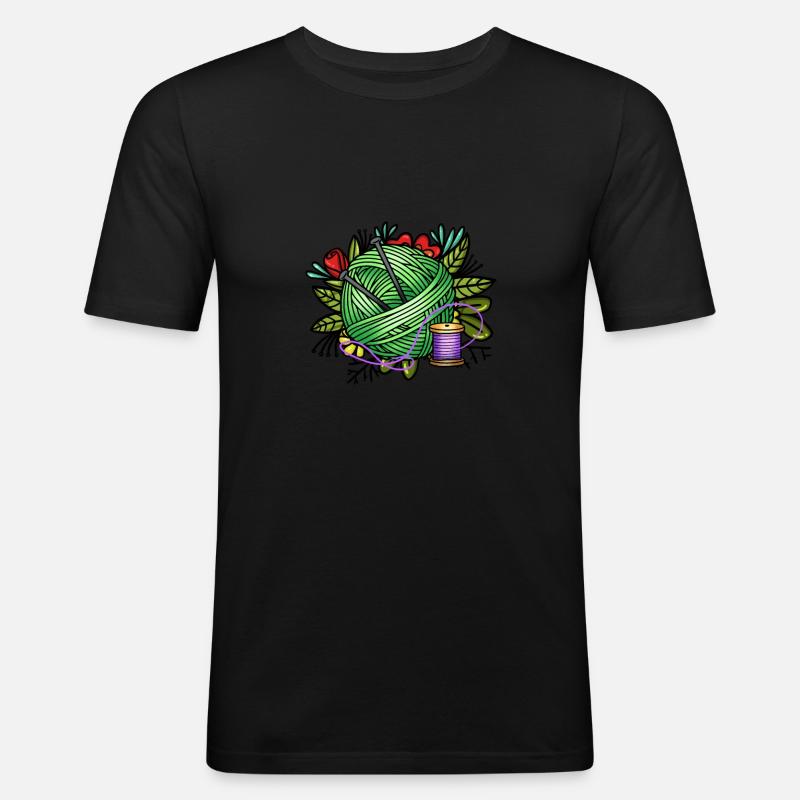 Stricken - Männer Slim Fit T-Shirt - Schwarz