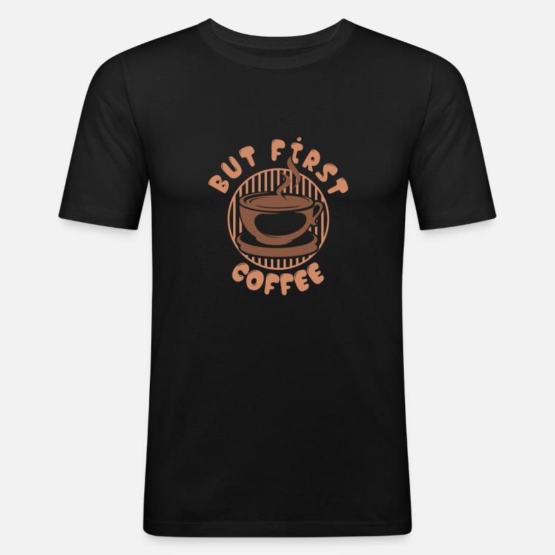 Espresso Kaffee - Männer Slim Fit T-Shirt - Schwarz