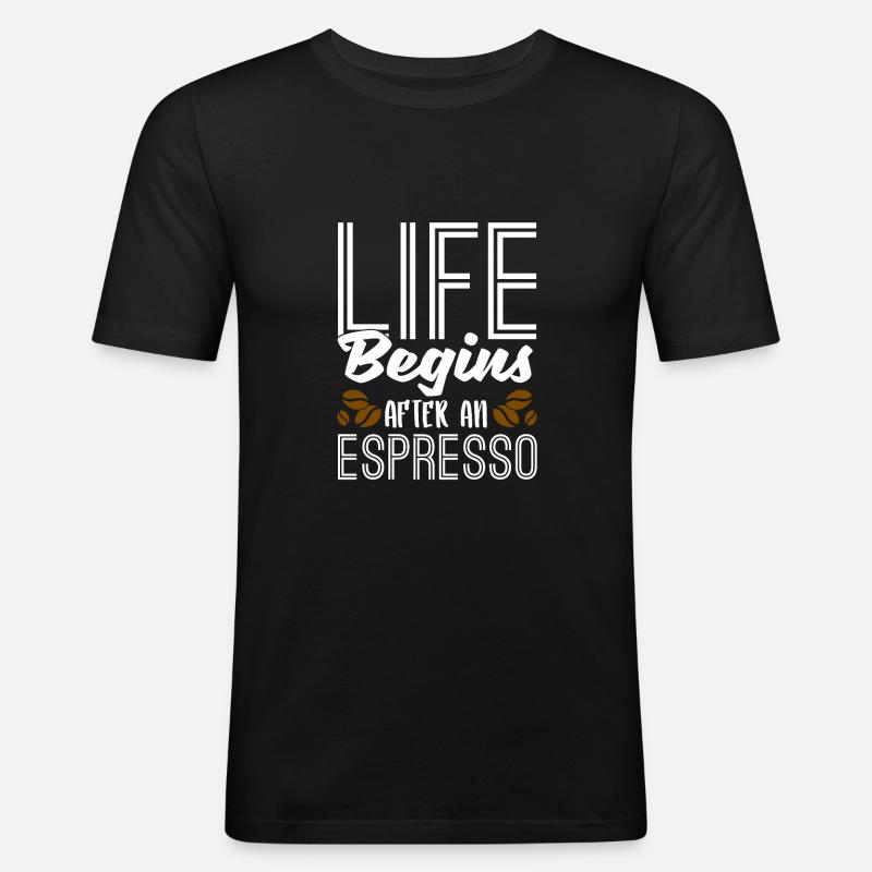 Espresso Kaffee - Männer Slim Fit T-Shirt - Schwarz