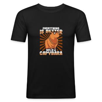 Capybara capybara rodent - Men's Slim Fit T-Shirt - black - Front - Nik (191cm)