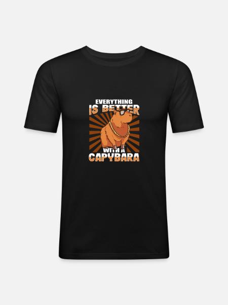 Capybara capybara rodent - Men's Slim Fit T-Shirt - black
