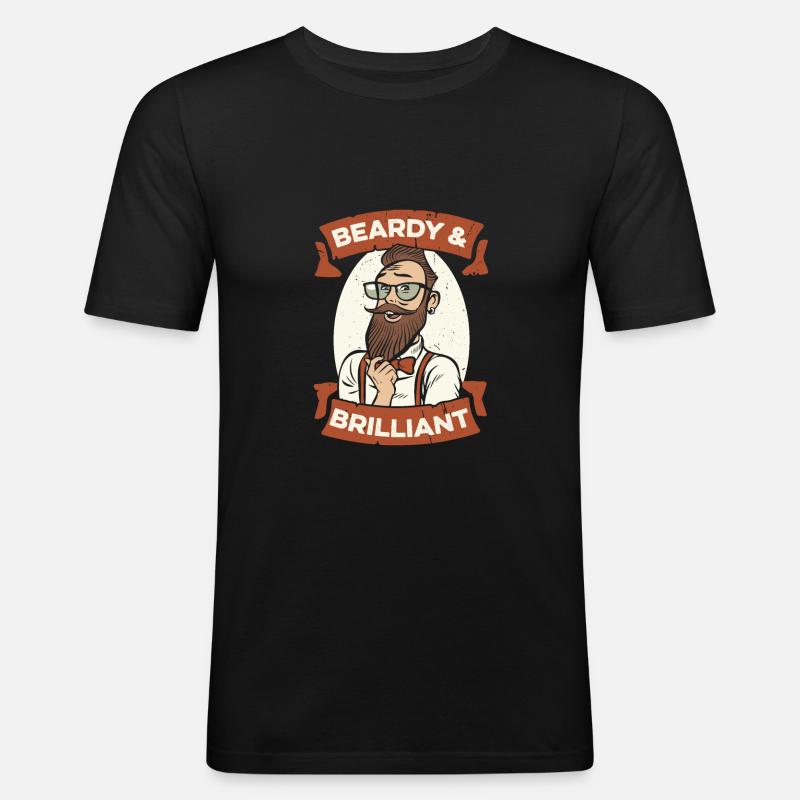 Vollbart Bart Bartträger Hipster Mann - Männer Slim Fit T-Shirt - Schwarz