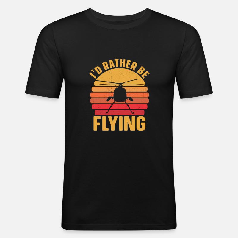 Helikopter Hubschrauber Pilot Heli - Männer Slim Fit T-Shirt - Schwarz