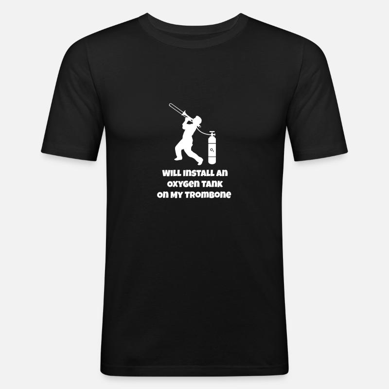 Posaune - Männer Slim Fit T-Shirt - Schwarz