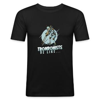 Posaune - Männer Slim Fit T-Shirt - Schwarz - Vorne - Nik (191cm)