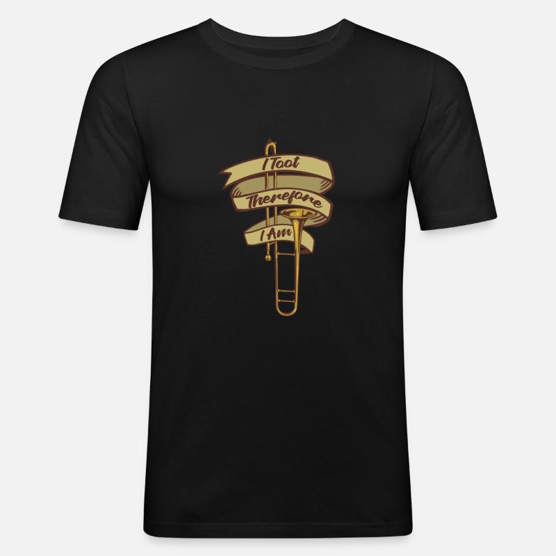 Posaune - Männer Slim Fit T-Shirt - Schwarz