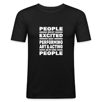 Theater - Männer Slim Fit T-Shirt - Schwarz - Vorne - Nik (191cm)
