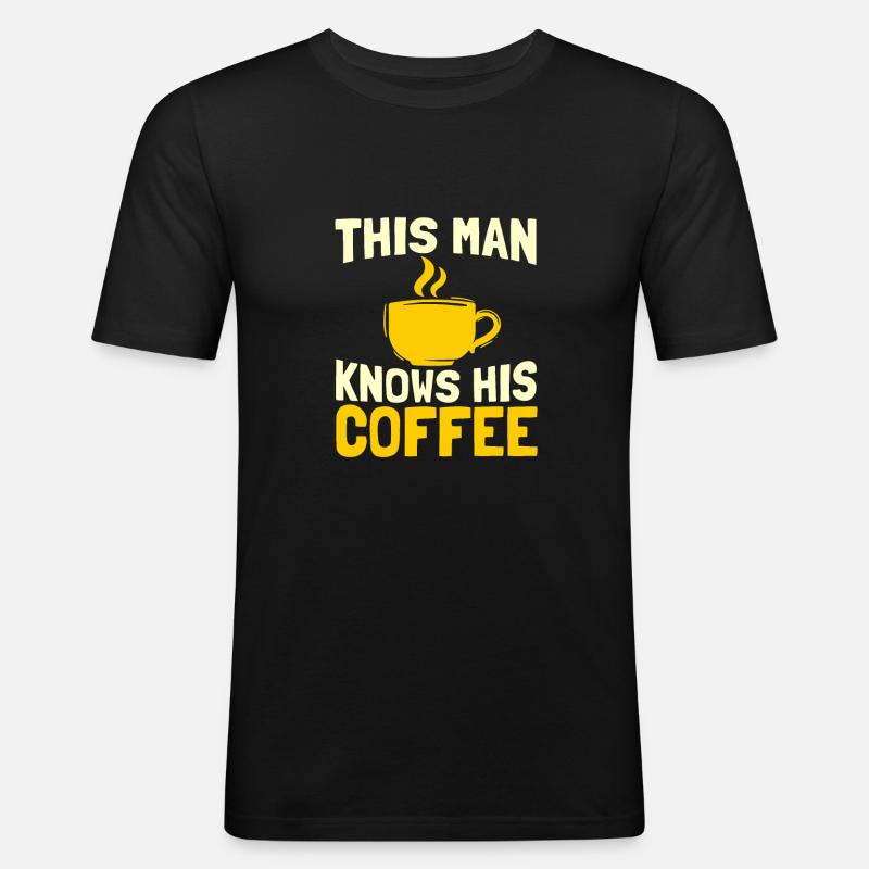 Kaffee Kaffeetrinker Kaffeeliebhaber - Männer Slim Fit T-Shirt - Schwarz