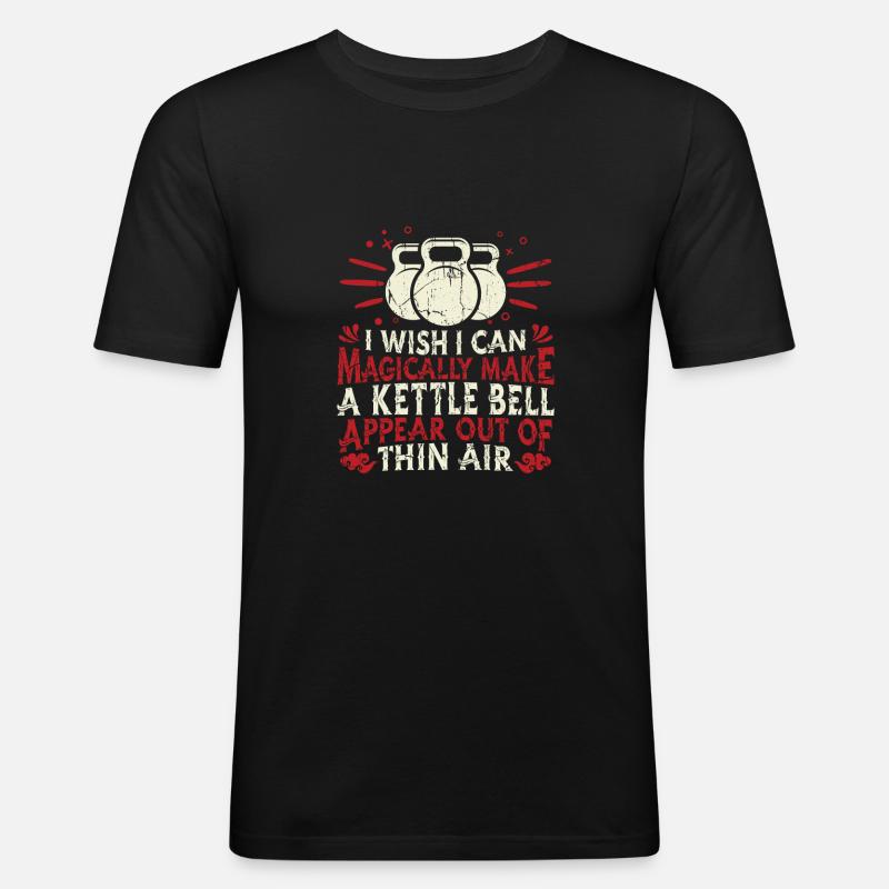 Kettlebell Kugelhantel - Männer Slim Fit T-Shirt - Schwarz