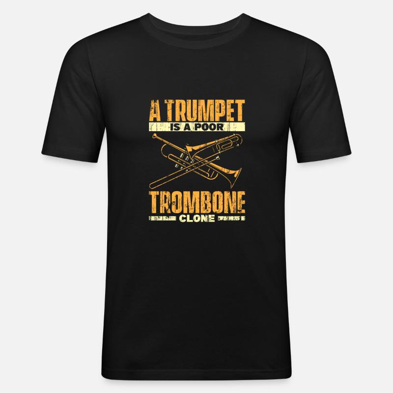 Posaune - Männer Slim Fit T-Shirt - Schwarz