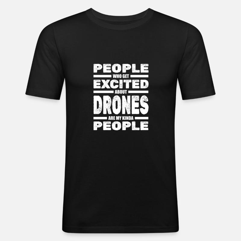 Drone Dronenpilot Quadrocopter - Männer Slim Fit T-Shirt - Schwarz