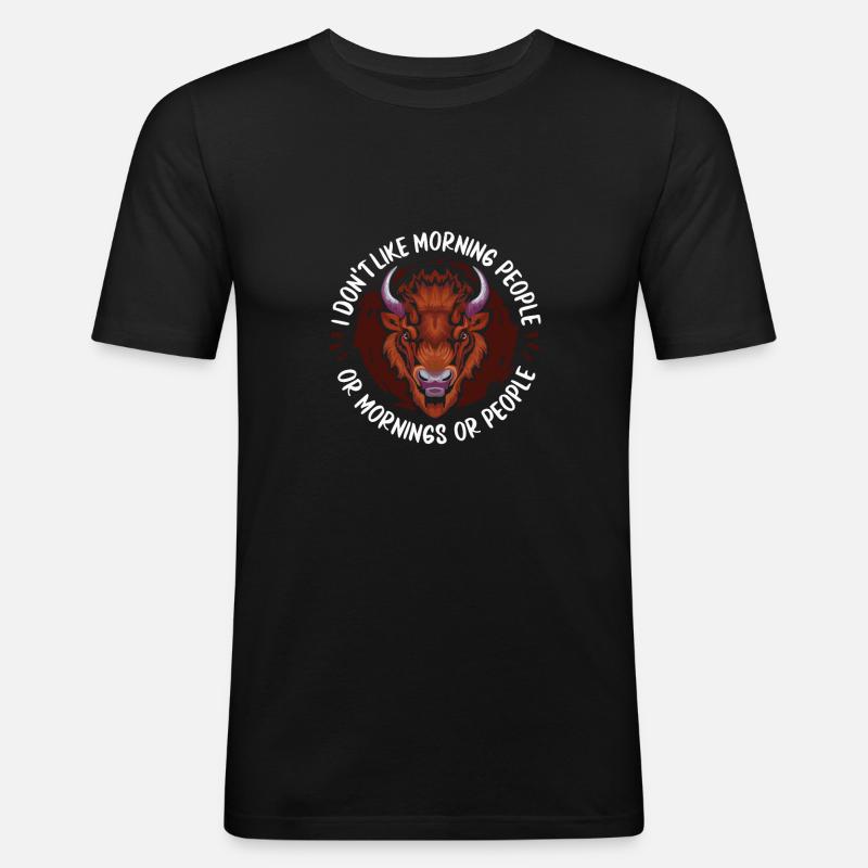 Amerikanischer Bison Büffel - Männer Slim Fit T-Shirt - Schwarz