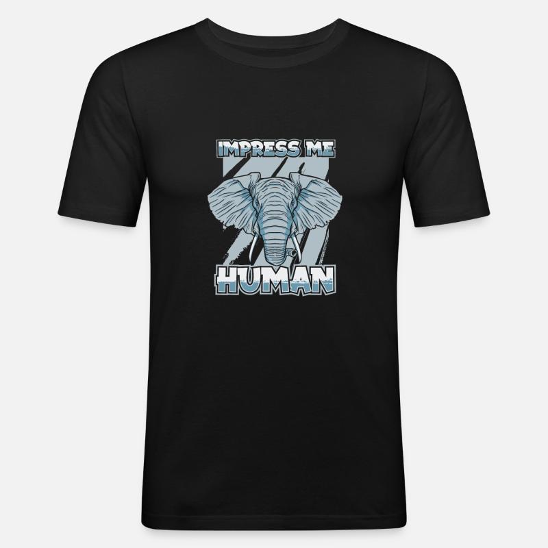 Elefant - Männer Slim Fit T-Shirt - Schwarz
