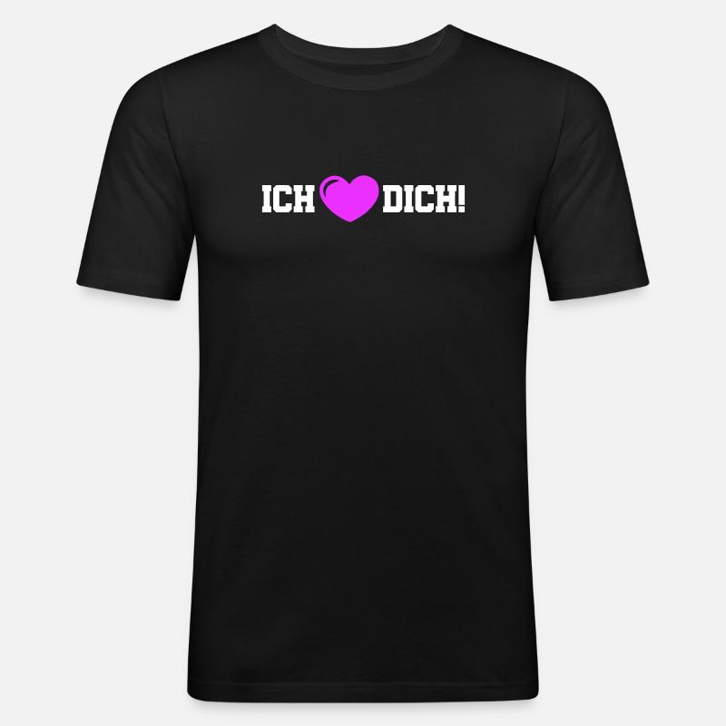 Ich Liebe Dich Herz - Männer Slim Fit T-Shirt - Schwarz