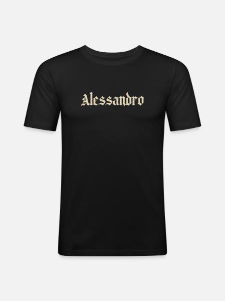 Alessandro Gothic Script - Männer Slim Fit T-Shirt - Schwarz