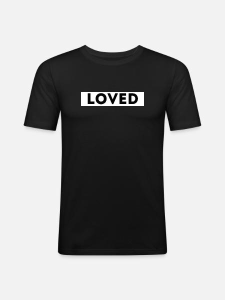 'LOVED' Christian Design – Faith-Based Apparel" - Men's Slim Fit T-Shirt - black