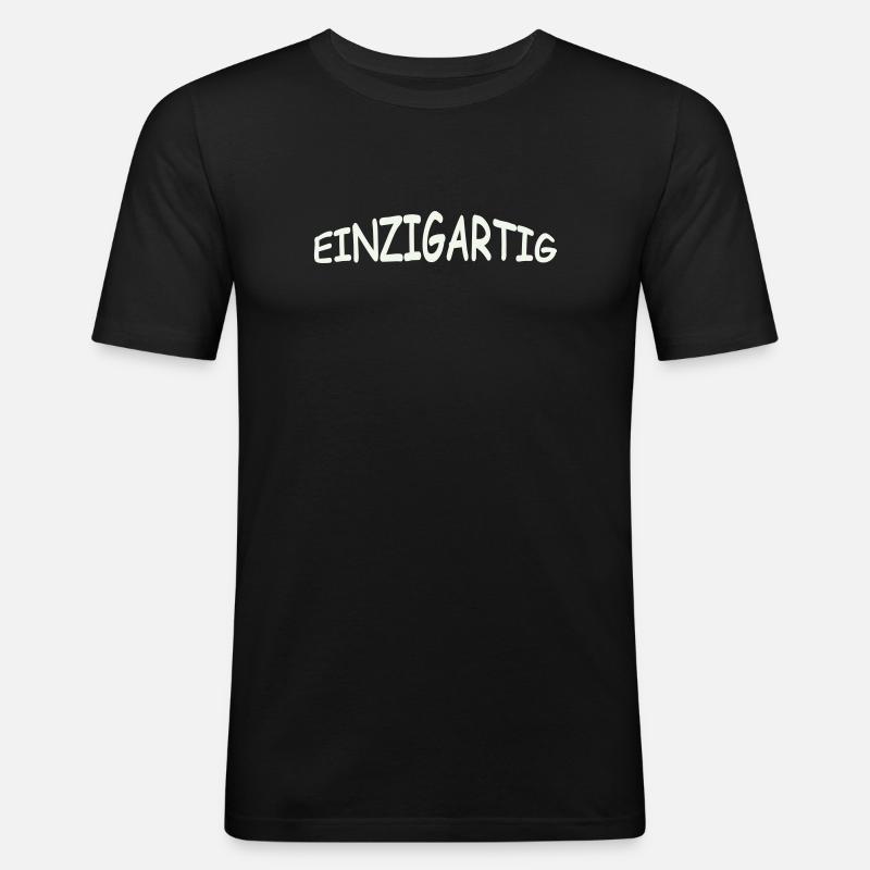einzigartig- - Männer Slim Fit T-Shirt - Schwarz
