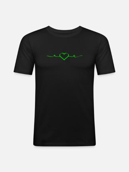 Cœur vert vert - T-shirt près du corps Homme - noir