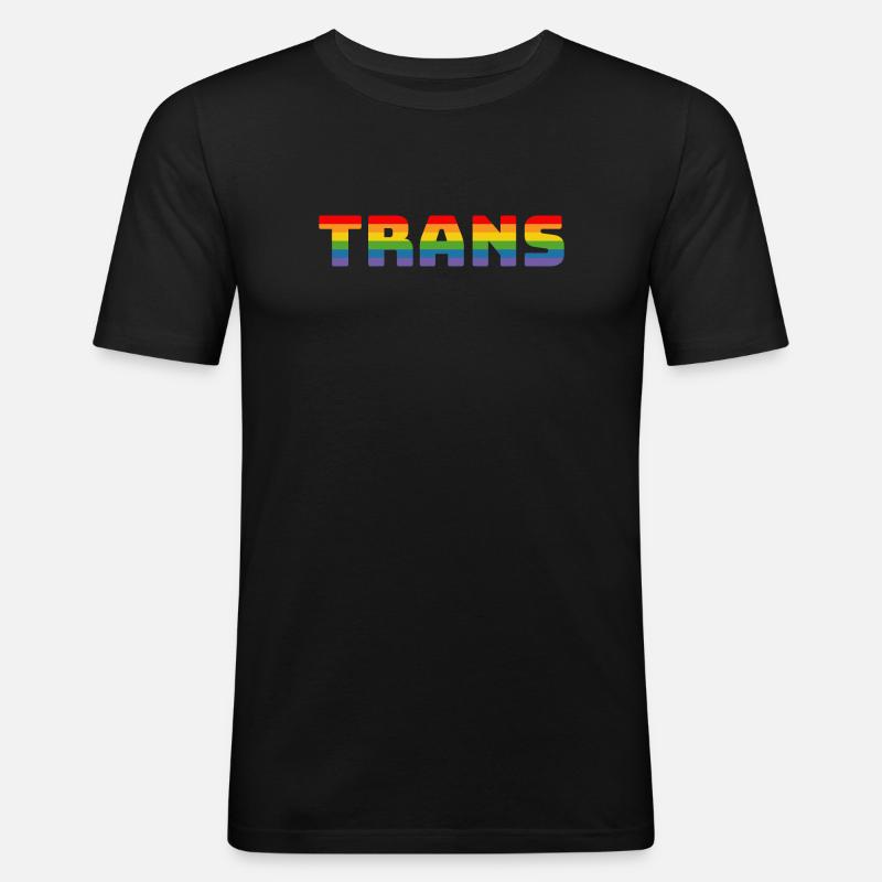 Regenbogen Trans - Männer Slim Fit T-Shirt - Schwarz