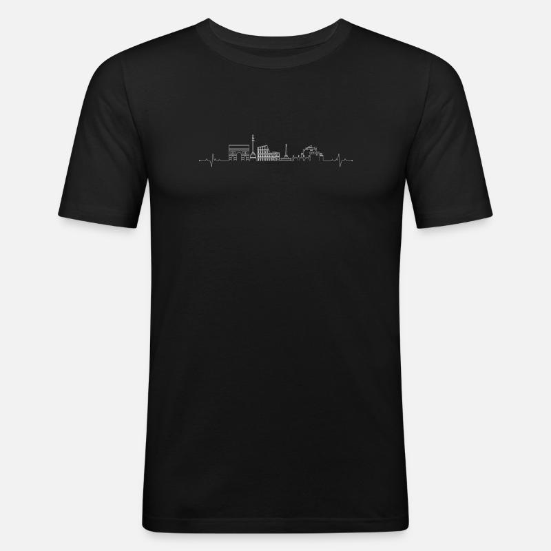 Herzschlag Skyline Rom - Männer Slim Fit T-Shirt - Schwarz