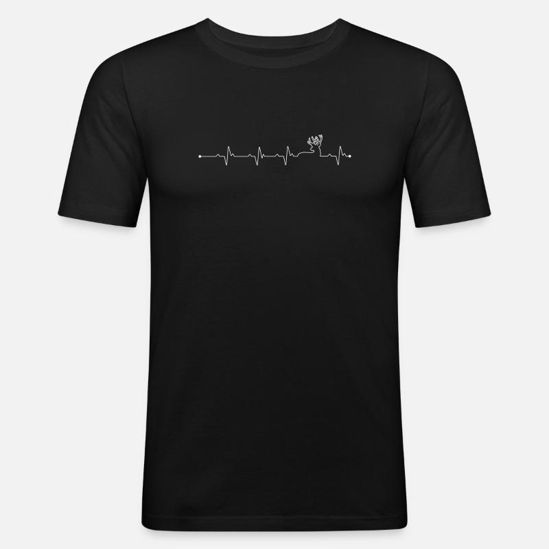Herzschlag-Hirsch - Männer Slim Fit T-Shirt - Schwarz