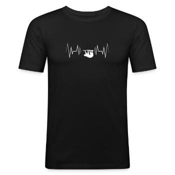 Herzschlag Faultier Silhouette - Männer Slim Fit T-Shirt - Schwarz - Vorne - Nik (191cm)