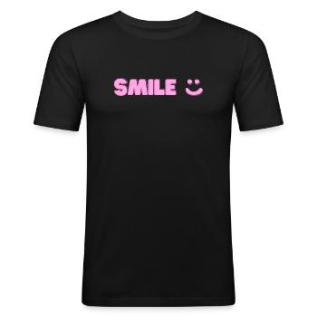 Smile print - Men's Slim Fit T-Shirt - black - Front - Nik (191cm)
