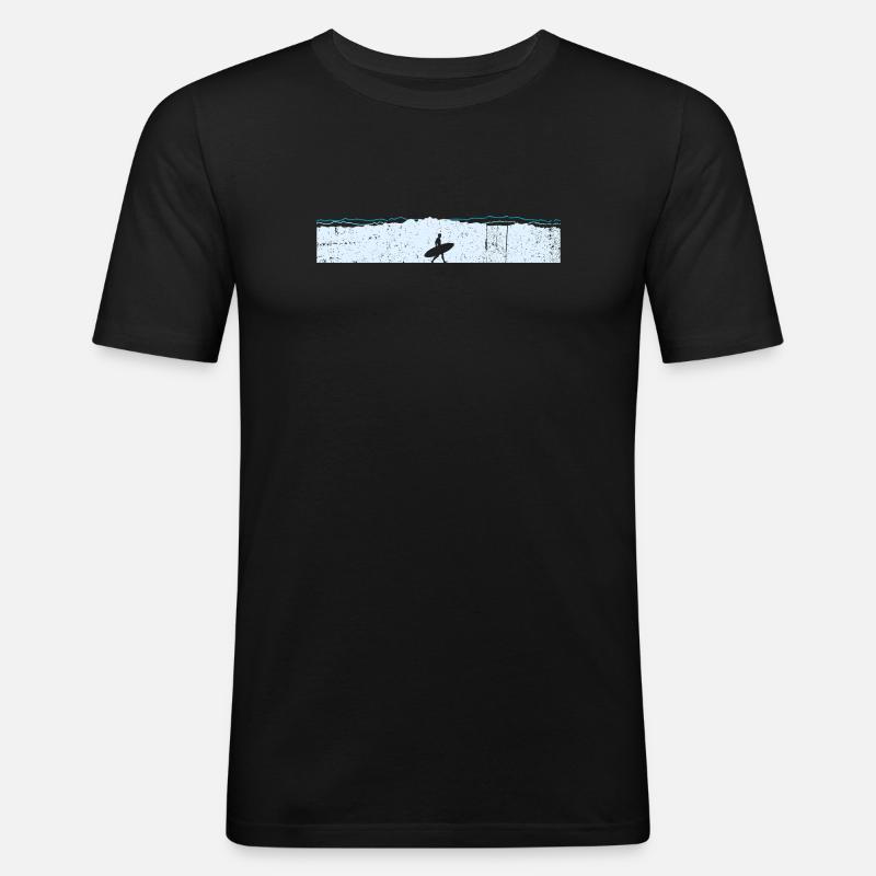 Große Welle - Männer Slim Fit T-Shirt - Schwarz