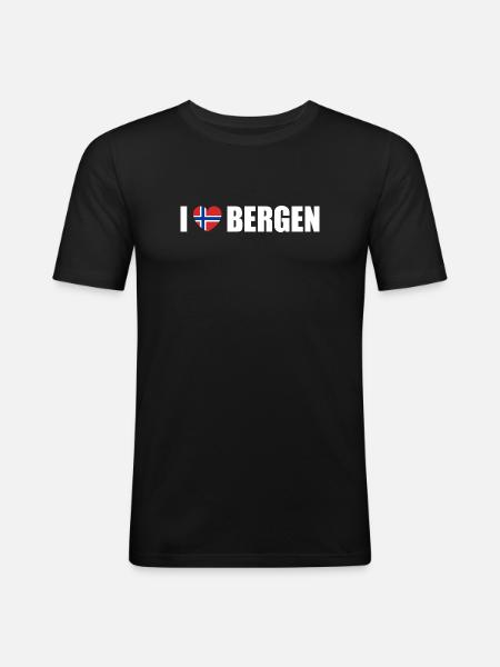 I love Bergen Norway - Men's Slim Fit T-Shirt - black