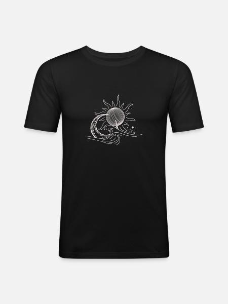 Mond Sonne Sterne Umweltschutz Natur Gezeiten - Männer Slim Fit T-Shirt - Schwarz