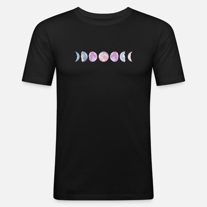 Pastellfarbene Mondphasen - Männer Slim Fit T-Shirt - Schwarz