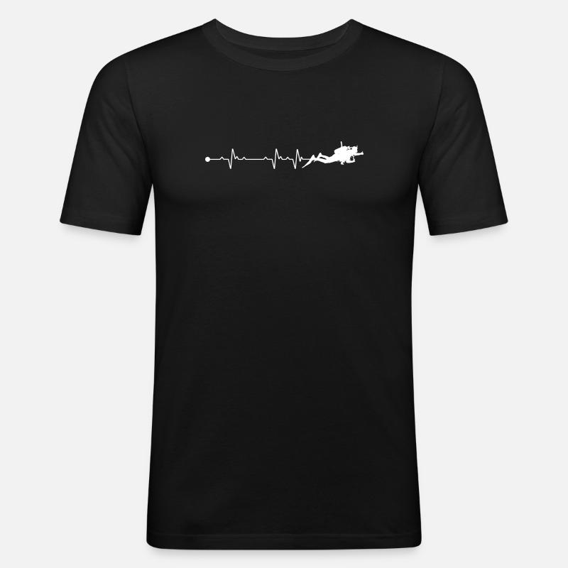 Herzschlag-Tauchen - Männer Slim Fit T-Shirt - Schwarz